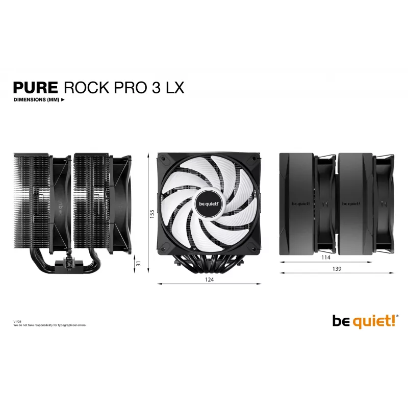 be quiet! Pure Rock Pro 3 LX nero dissipatore ad aria per processore 12 cm 1 pz.