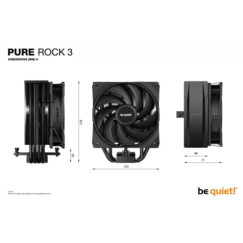 be quiet! Pure Rock 3 nero dissipatore ad aria per processore 12 cm 1 pz.