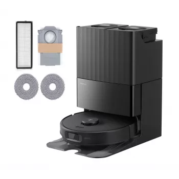 Robot aspirapolvere Roborock Qrevo Edge 5V1 — senza sacchetto, 0,325 L contenitore polvere, 2,7 L base, Li-Ion 5200 mAh, 190 min autonomia, 60,4 dB, nero