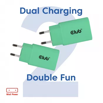 Caricabatterie USB-C 2 pezzi 30W by club 3d — doppio alimentatore USB-C 30W