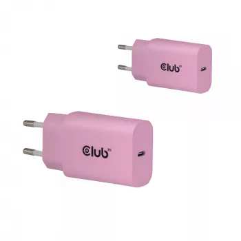 CLUB3D caricabatterie USB C 2 pezzi 30 Watt bianco, per interni, AC, rosa