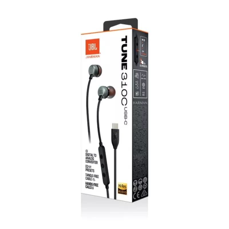 Cuffie JBL Tune 310C con filo In-Ear chiamate/musica USB Type-C nero