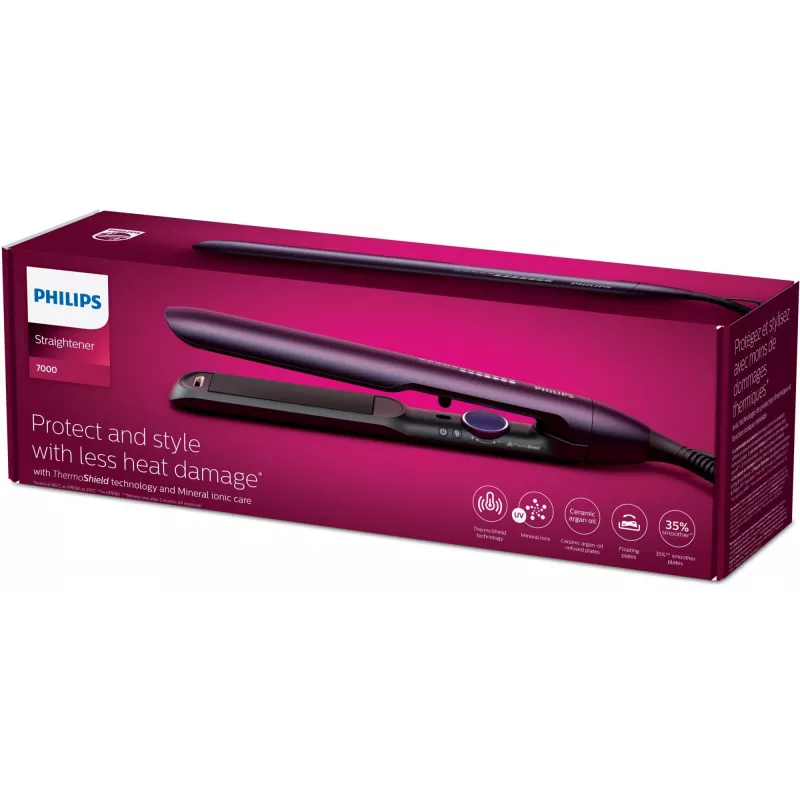 Philips serie 7000 BHS752/00 piastra per capelli, cavo da 2 m, viola