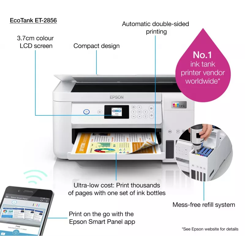 Epson EcoTank ET-2856 Stampante a getto d'inchiostro A4 5760 x 1440 DPI 33 ppm Wi-Fi