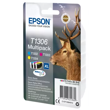 Epson Stag Multipack 3 colori T1306 inchiostro DURABrite Ultra, autonomia alta (XL), ciano, magenta, giallo, inchiostro pigmentato, 10,1 ml, 1 pz., confezione multipla
