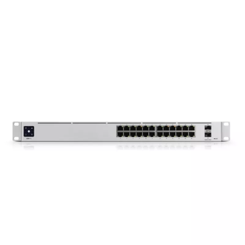 Switch gestito UBIQUITI USW-PRO-24-EU — 24× Gigabit RJ-45, 2× SFP+, L2/L3, montaggio a rack, argento