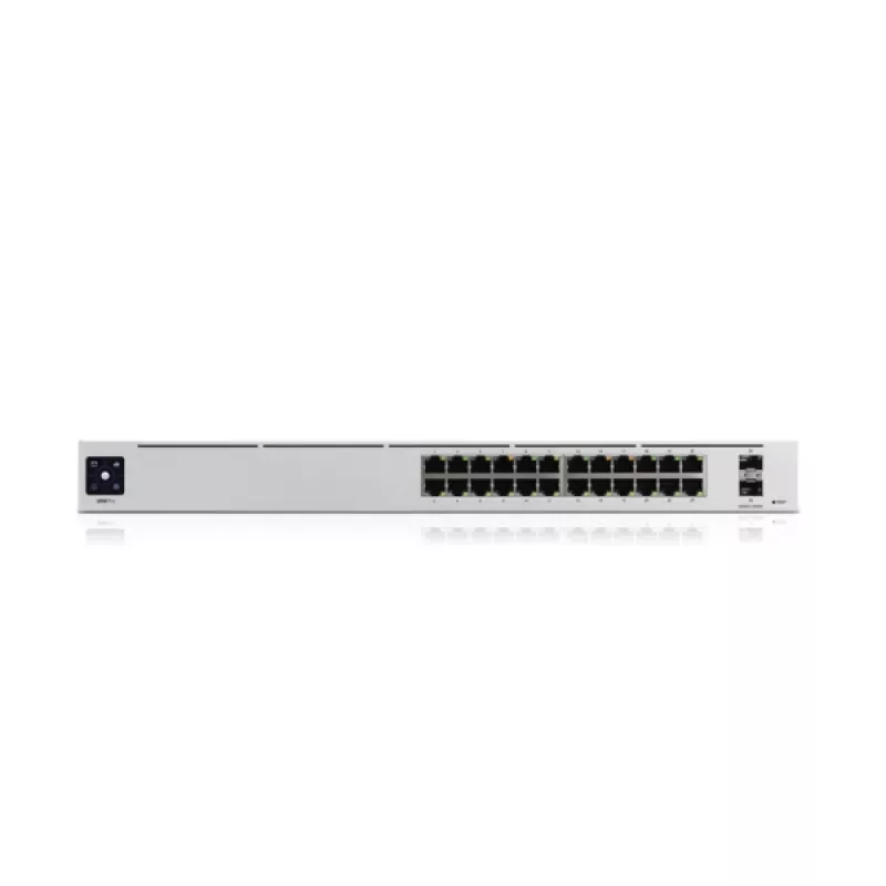 Switch gestito UBIQUITI USW-PRO-24-EU — 24× Gigabit RJ-45, 2× SFP+, L2/L3, montaggio a rack, argento