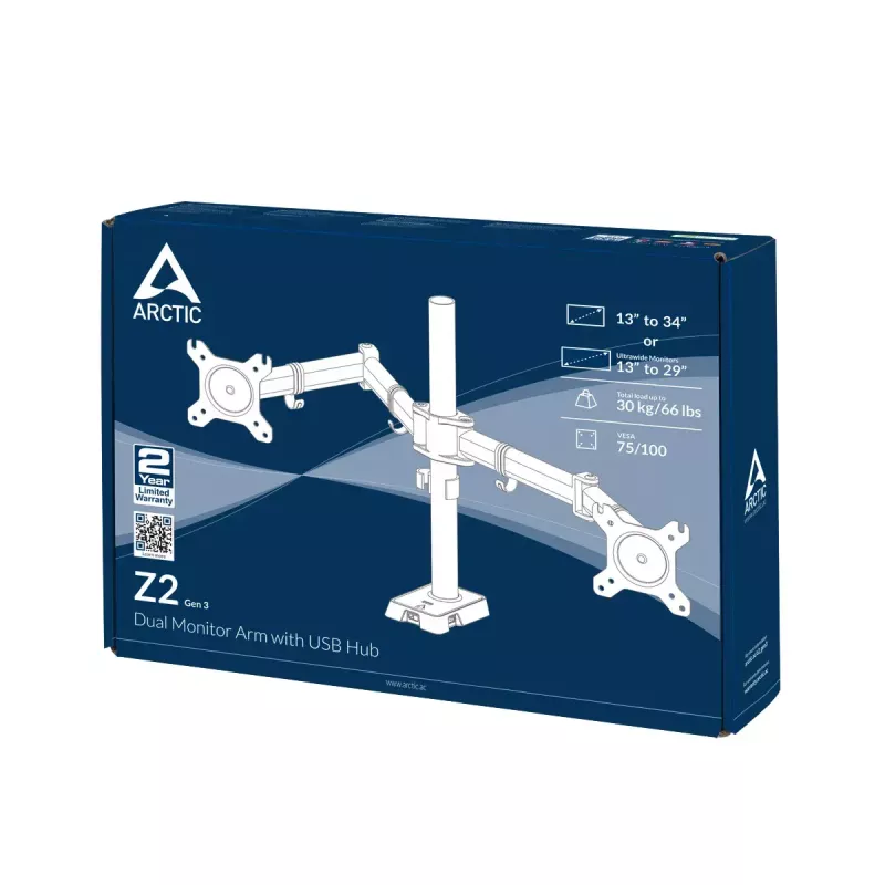 ARCTIC Z2 (Gen 3) - braccio doppio per monitor con hub USB