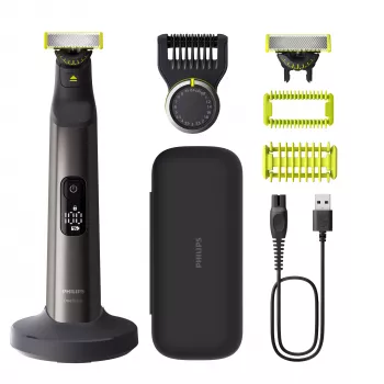 Philips OneBlade Pro 360 QP6652/61 per viso e corpo, display integrato, lavabile, batteria ricaricabile, cromato