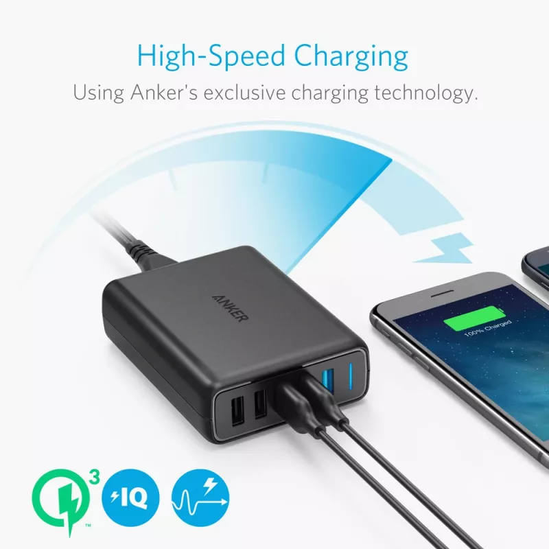 ANKER Powerport Speed 5 2x Quick Charge 3.0 Eu nero