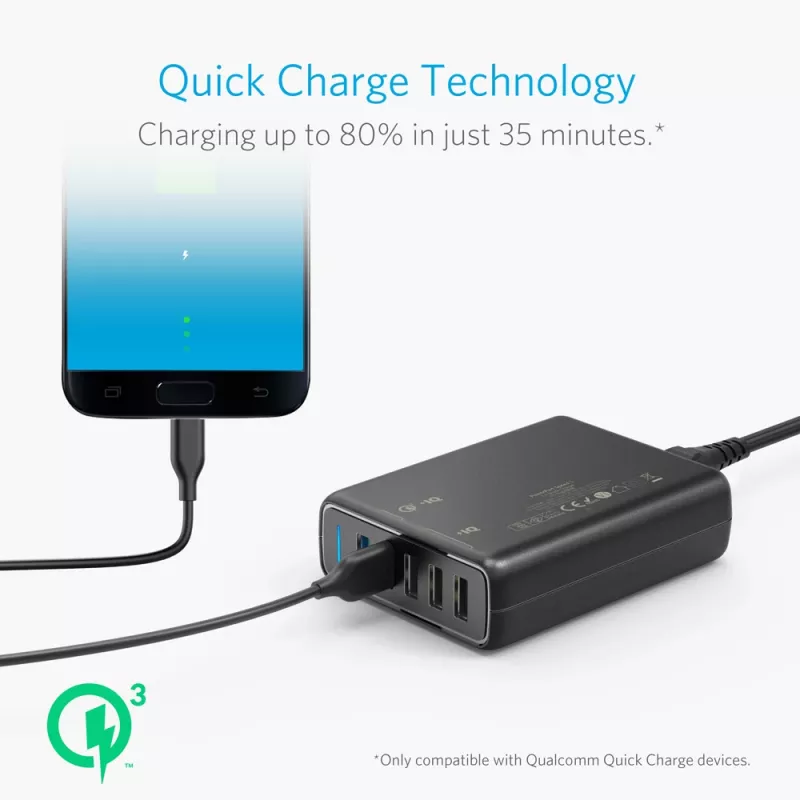 ANKER Powerport Speed 5 2x Quick Charge 3.0 Eu nero