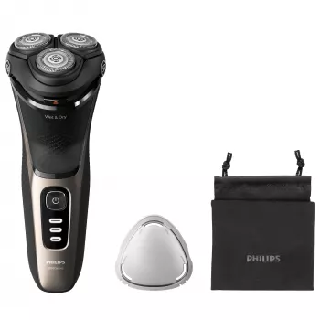 Rasoio elettrico Philips 3000 Series S3242/12 — sistema rotante a 3 testine, rasatura bagnata e asciutta, 60 min. di autonomia, litio-ione