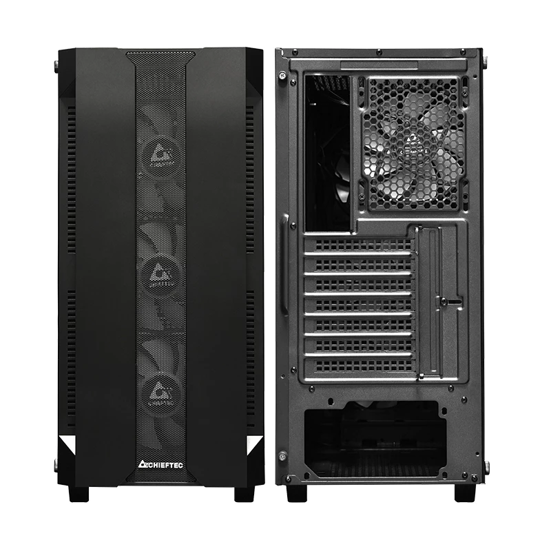Case PC CHIEFTEC GS-01B-OP Tower nero – vetro temperato, ventole RGB, supporta ATX/Micro-ATX, GPU fino a 320 mm