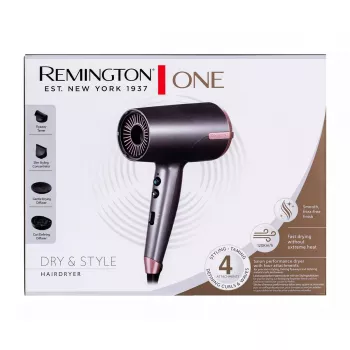 Asciugacapelli Remington D6077 2000 W, funzione ioni, getto freddo, diffusore, 3 livelli di temperatura, grigio/bronzo