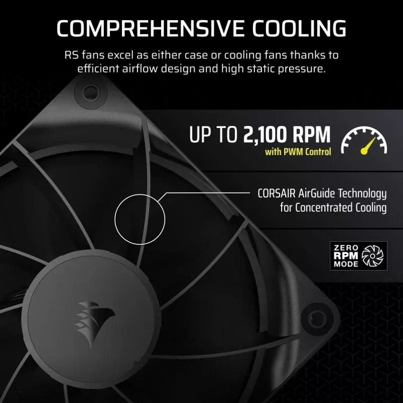 Corsair RS120 CO-9050188-WW ventola per case PWM, 120 mm, nero