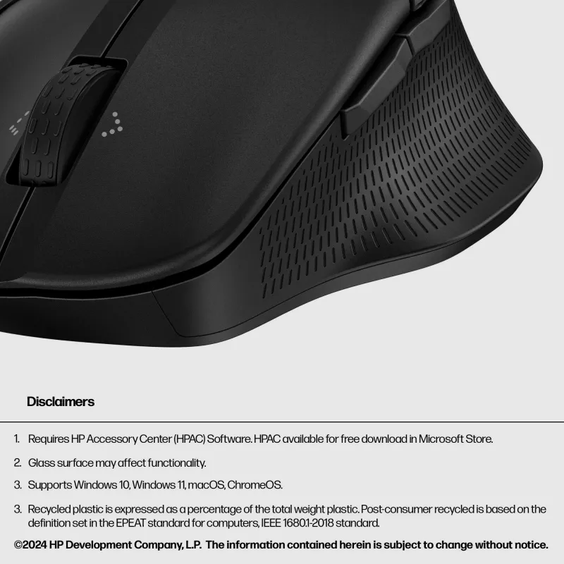 HP 480 Comfort mouse Bluetooth, per destrorsi, Bluetooth, 4000 DPI, nero