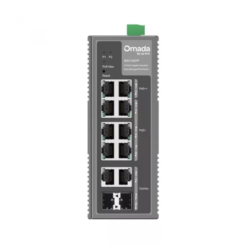 TP-Link Omada switch Gigabit industrial Easy Managed 10 porte con 6 porte PoE+ e 2 porte PoE++