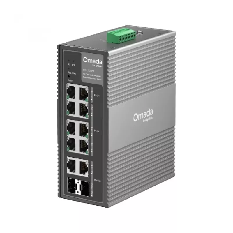 TP-Link Omada switch Gigabit industrial Easy Managed 10 porte con 6 porte PoE+ e 2 porte PoE++