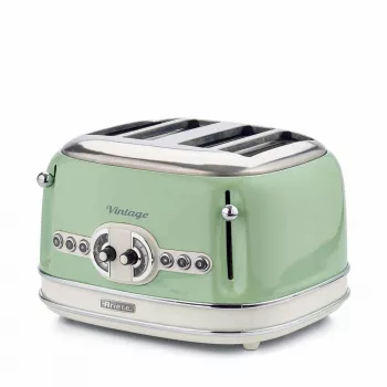 Ariete 156 tostapane Vintage 4 fette, 1600 Watt, 6 livelli di doratura, acciaio inox verniciato in verde pastello, senza cestini per sandwich. verde