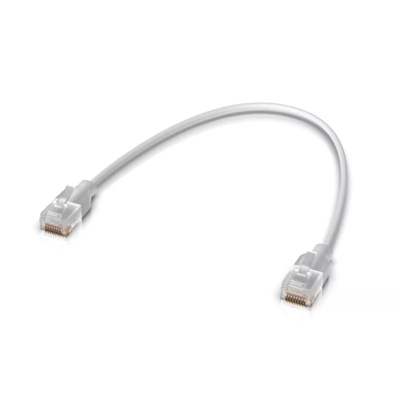 Cavo patch Ethernet UBIQUITI UACC-Cable-Patch-EL 0,3 m Cat6 2,5 Gbit/s PoE++ bianco