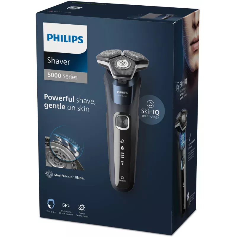 Philips SHAVER Series 5000 S5885/10 rasoio uomo, rasoio rotante, trimmer, nero, blu