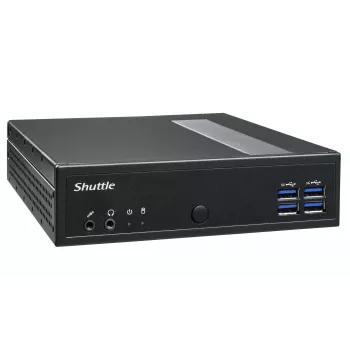 Shuttle XPC slim Barebone DL30N, Intel N100, 1x DDR5, 2x LAN (2x 2.5Gbit), 2xCOM, 1xHDMI, 1xDP, 1x VGA, senza ventola, funzionamento continuo 24/7
