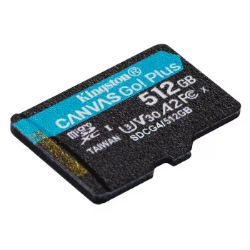 Kingston Technology 512GB microSDXC Canvas Go Plus Gen4 200R A2 U3 confezione singola senza ADP