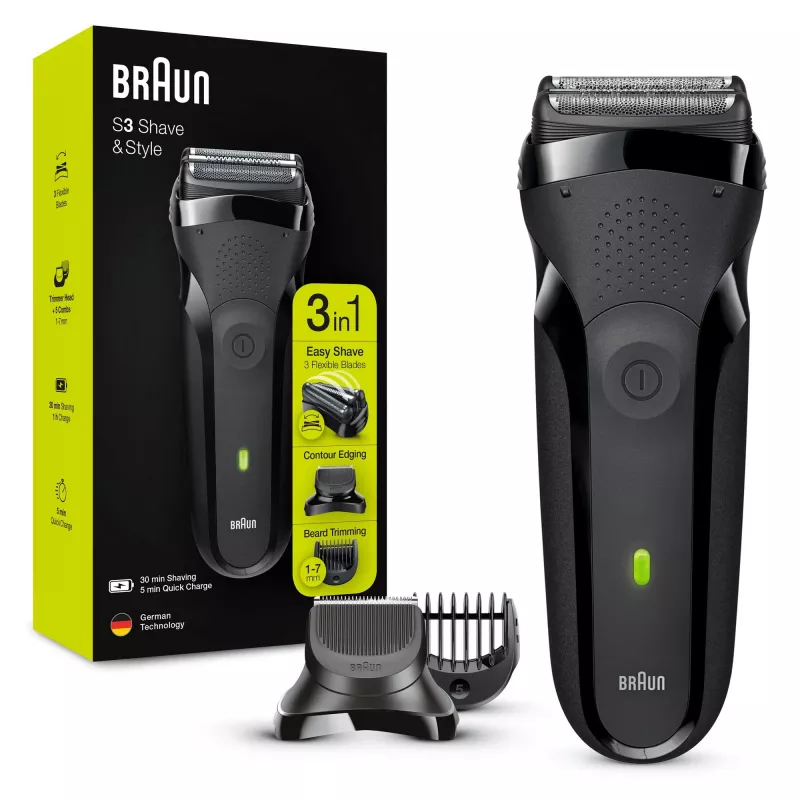 Braun Series 3 Shave&Style 300BT rasoio elettrico, rasoio per uomo, nero