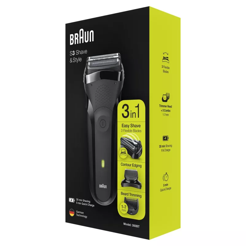 Braun Series 3 Shave&Style 300BT rasoio elettrico, rasoio per uomo, nero