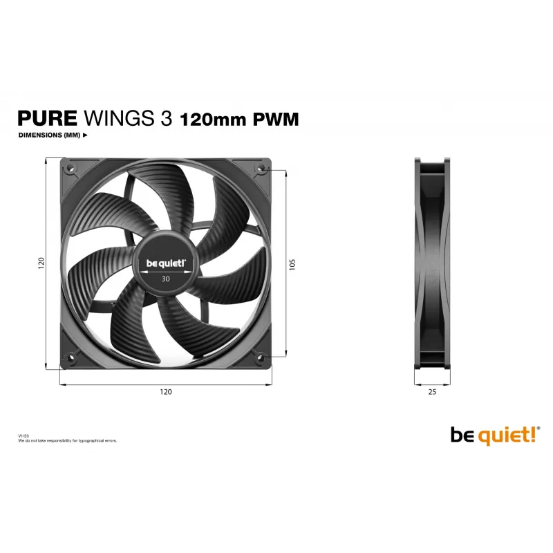 be quiet Pure Wings 3 120mm ventola per case PC 12 cm nero 1 pezzo