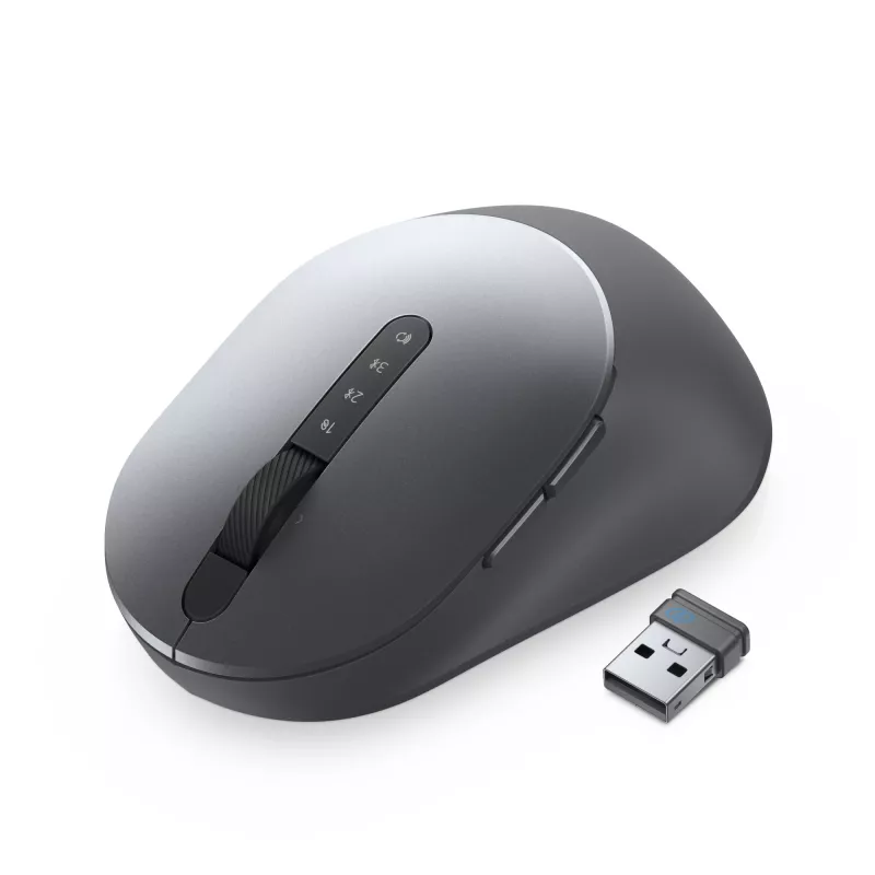 DELL Mouse Pro Plus - MS5320W, per destrimani, ottico, RF Wireless + Bluetooth, 1600 DPI, grigio, titanio