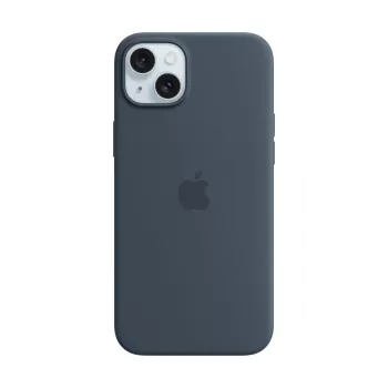Apple Custodia in silicone con MagSafe per iPhone 15 Plus – Storm Blue