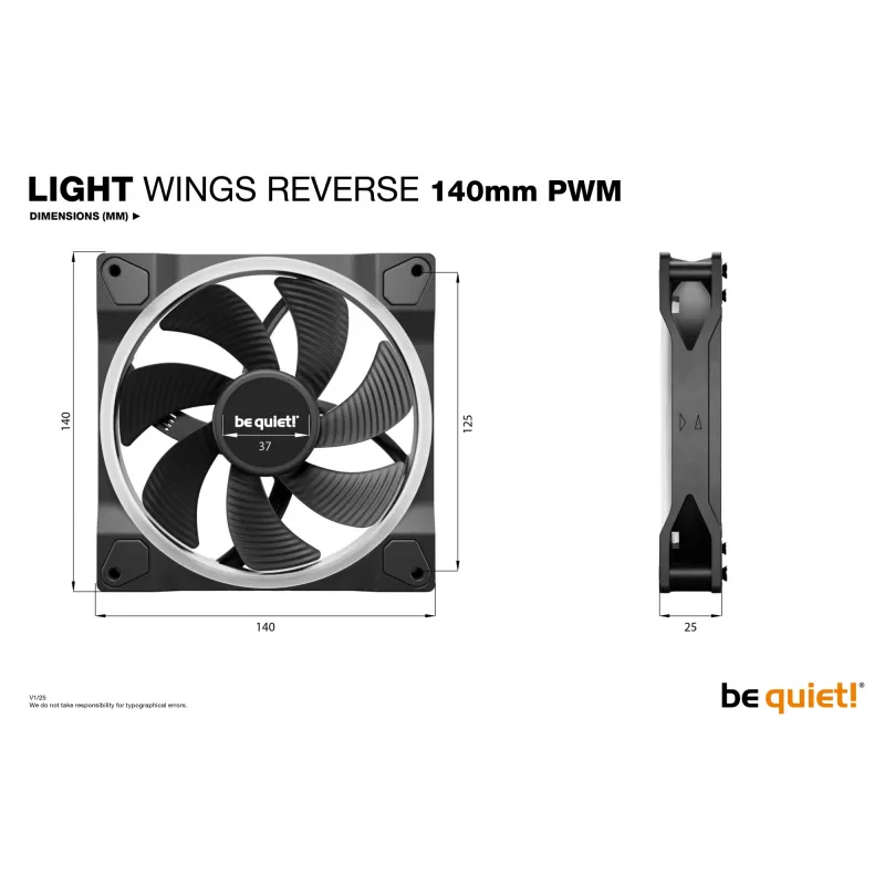 be quiet! Light Wings 140 mm PWM Reverse nero ventola per case 14 cm 1 pz.