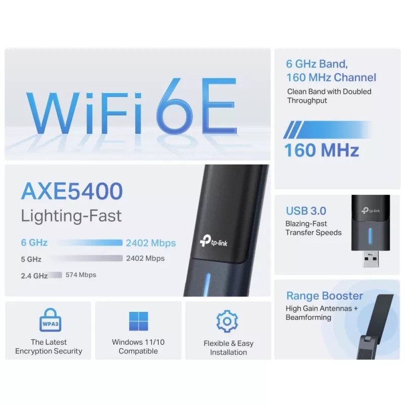 TP-Link Archer AXE5400 Wi-Fi 6E adattatore USB wireless high-gain