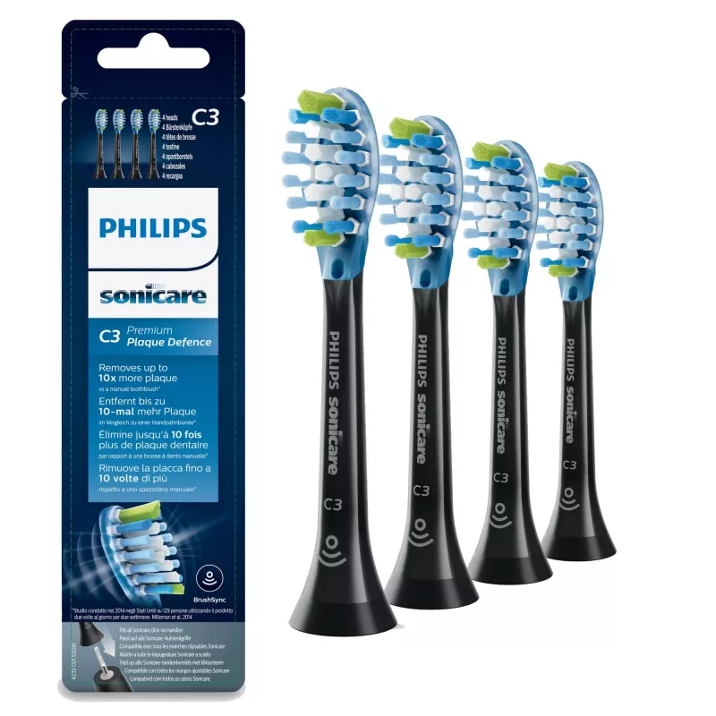 Philips C3 Premium Plaque Defence HX9044/33 4x nero testine per spazzolino elettrico sonico