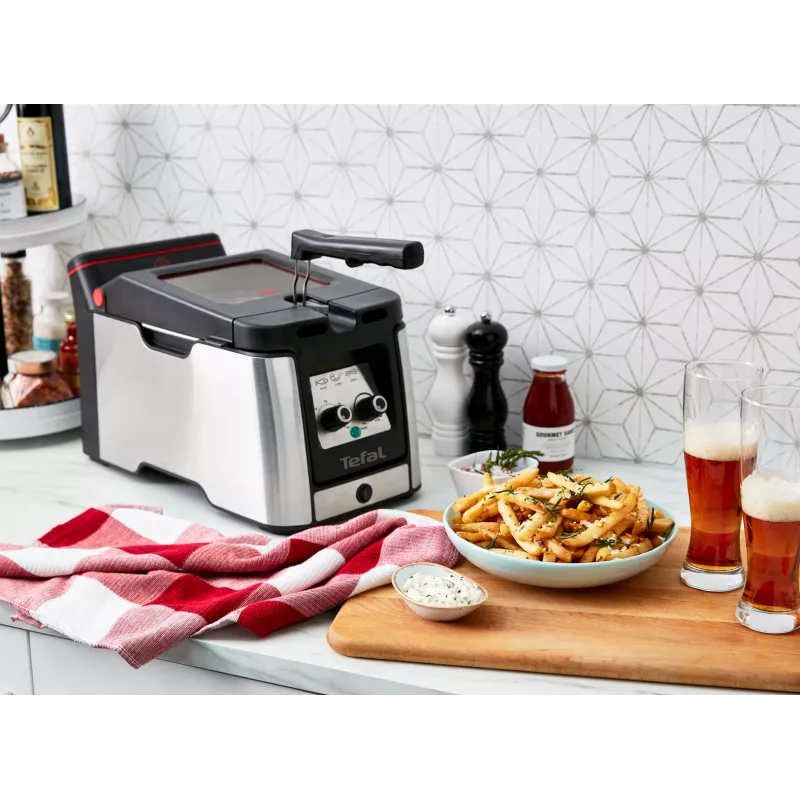 Tefal Clear Duo FR600D10 friggitrice, 3,5 l, 2000 W, acciaio inox/nero