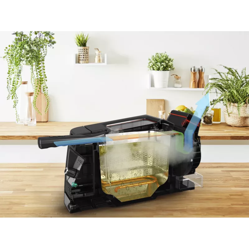 Tefal Clear Duo FR600D10 friggitrice, 3,5 l, 2000 W, acciaio inox/nero