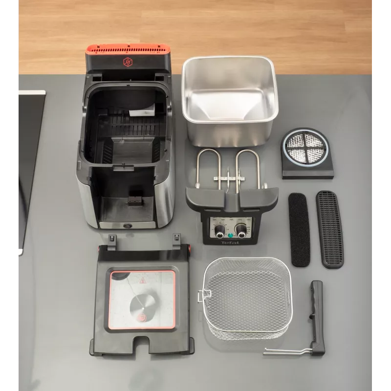 Tefal Clear Duo FR600D10 friggitrice, 3,5 l, 2000 W, acciaio inox/nero