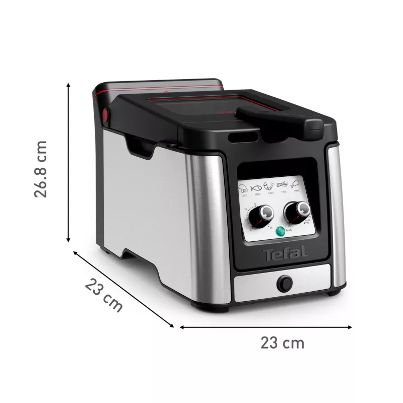 Tefal Clear Duo FR600D10 friggitrice, 3,5 l, 2000 W, acciaio inox/nero