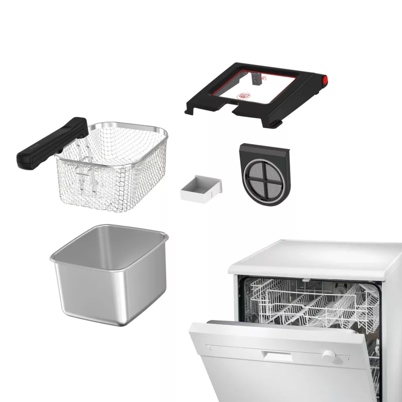 Tefal Clear Duo FR600D10 friggitrice, 3,5 l, 2000 W, acciaio inox/nero