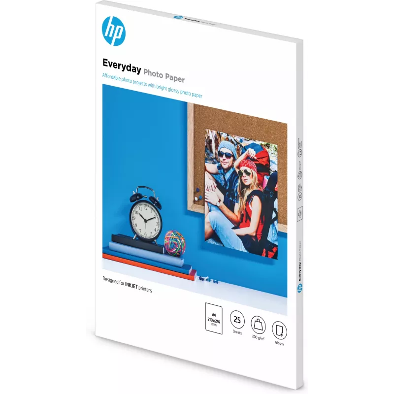 HP Everyday Photo Paper, lucida, 200 g/m², A4 (210 x 297 mm), 25 fogli