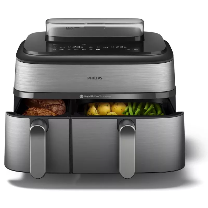 Philips serie 5000 NA555/00 friggitrice doppia 9 L stand-alone 2750 W friggitrice ad aria argento