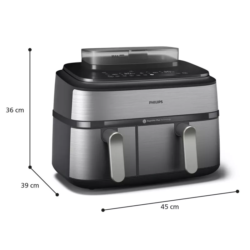 Philips serie 5000 NA555/00 friggitrice doppia 9 L stand-alone 2750 W friggitrice ad aria argento
