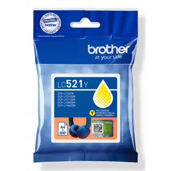 Brother LC521Y cartuccia d'inchiostro originale - giallo, giallo, 1 pz., 500 pagine, confezione singola