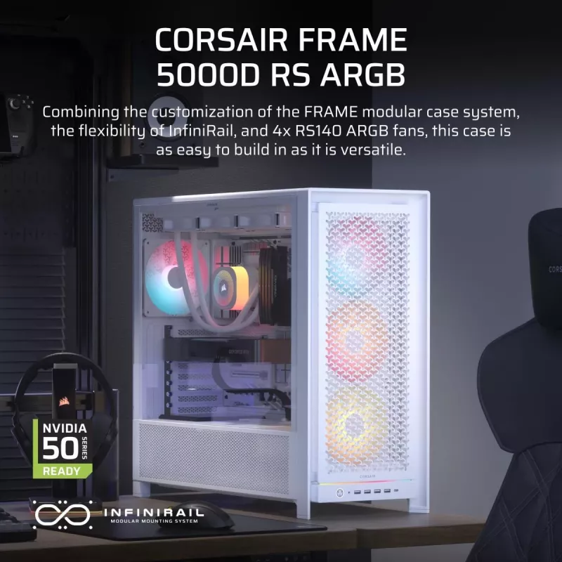 Case per PC CORSAIR - Frame 5000D RS ARGB High-Airflow Mid-Tower - bianco