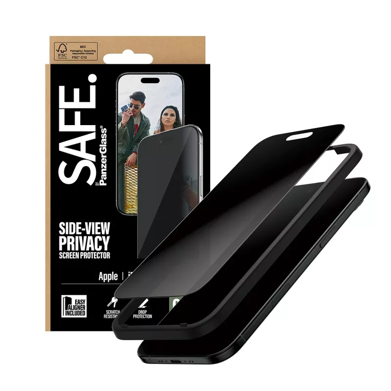 PanzerGlass SAFE. Privacy protezione display per Apple iPhone Air — vetro temperato, Ultra-Wide Fit, EasyAligner, antigraffio e antishock