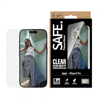PanzerGlass SAFE. by ® Screen Protector iPhone 17 Pro | Ultra-Wide Fit con EasyAligner
