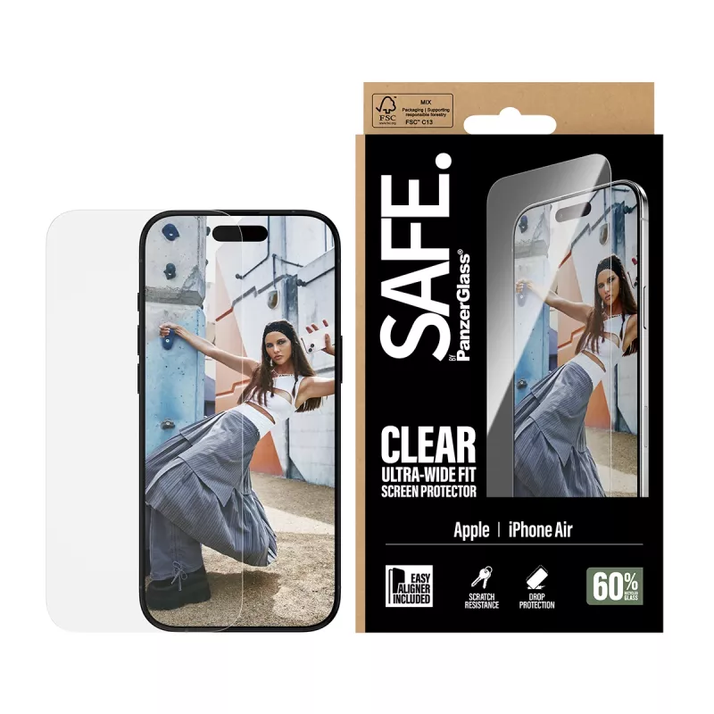PanzerGlass SAFE. by ® pellicola protettiva per display iPhone Air | Ultra-Wide Fit con EasyAligner