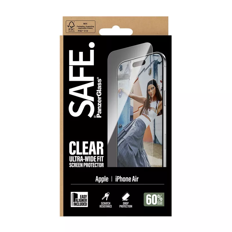 PanzerGlass SAFE. by ® pellicola protettiva per display iPhone Air | Ultra-Wide Fit con EasyAligner