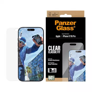 PanzerGlass ® pellicola protettiva per display iPhone 17 | iPhone 16 Pro | Classic Fit con EasyAligner